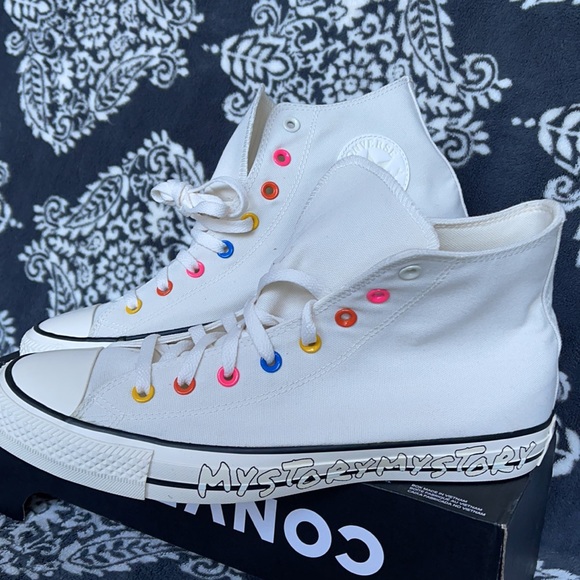 Converse Chuck Taylor All Star Hi Egret/Hyper Pink/Black MEN`S - Picture 8 of 16